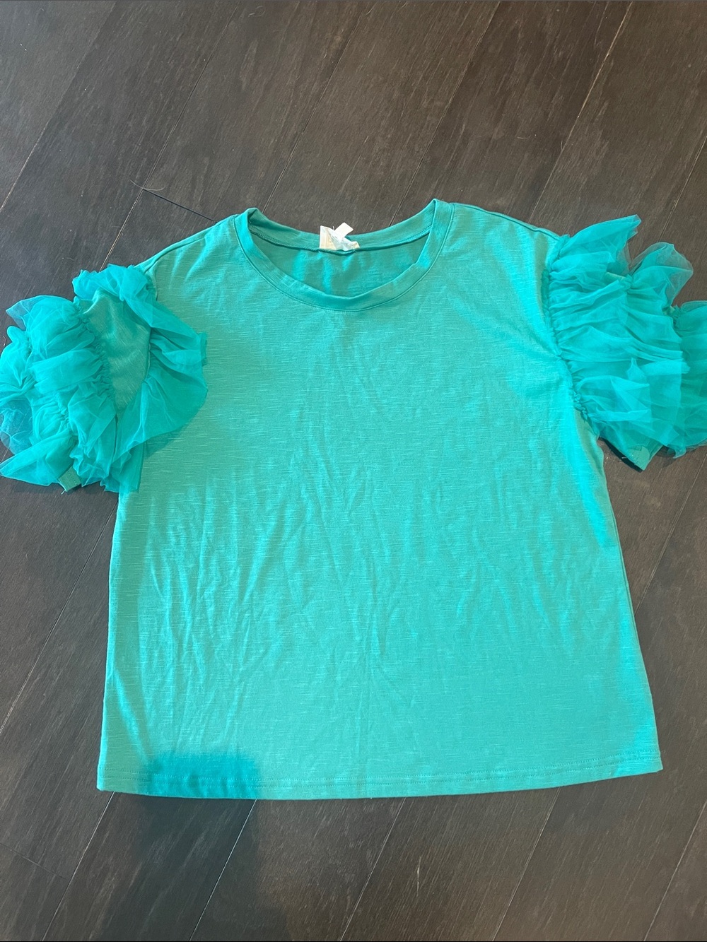 BiBi Turquoise Ruffle Sleeve Short Sleeve Top
